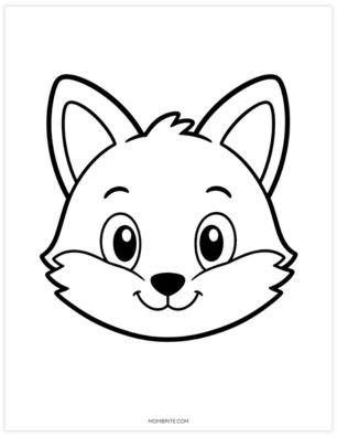 Easy cartoon fox face coloring page