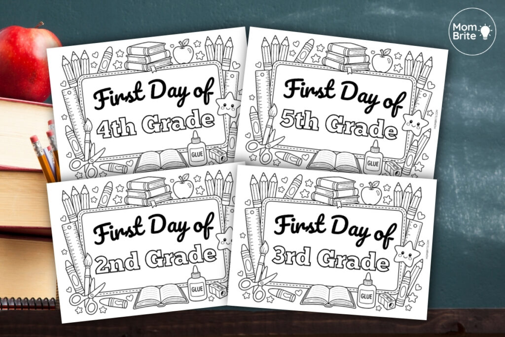 first day of 2nd 3rd 4th 5th grade sign coloring page