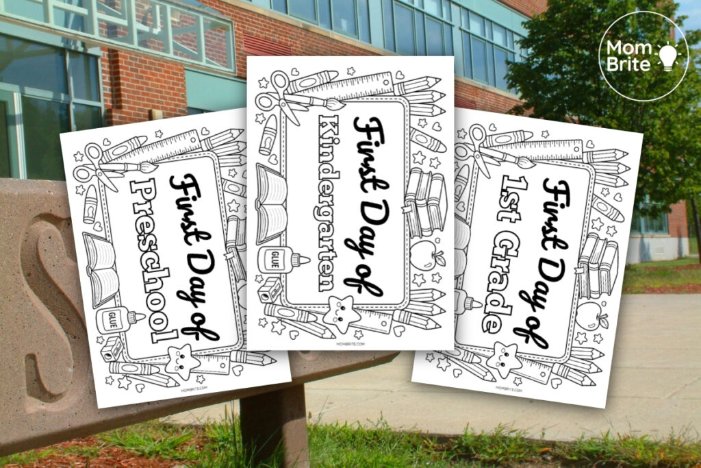 first day of pre-k kindergarten 1st grade sign coloring page