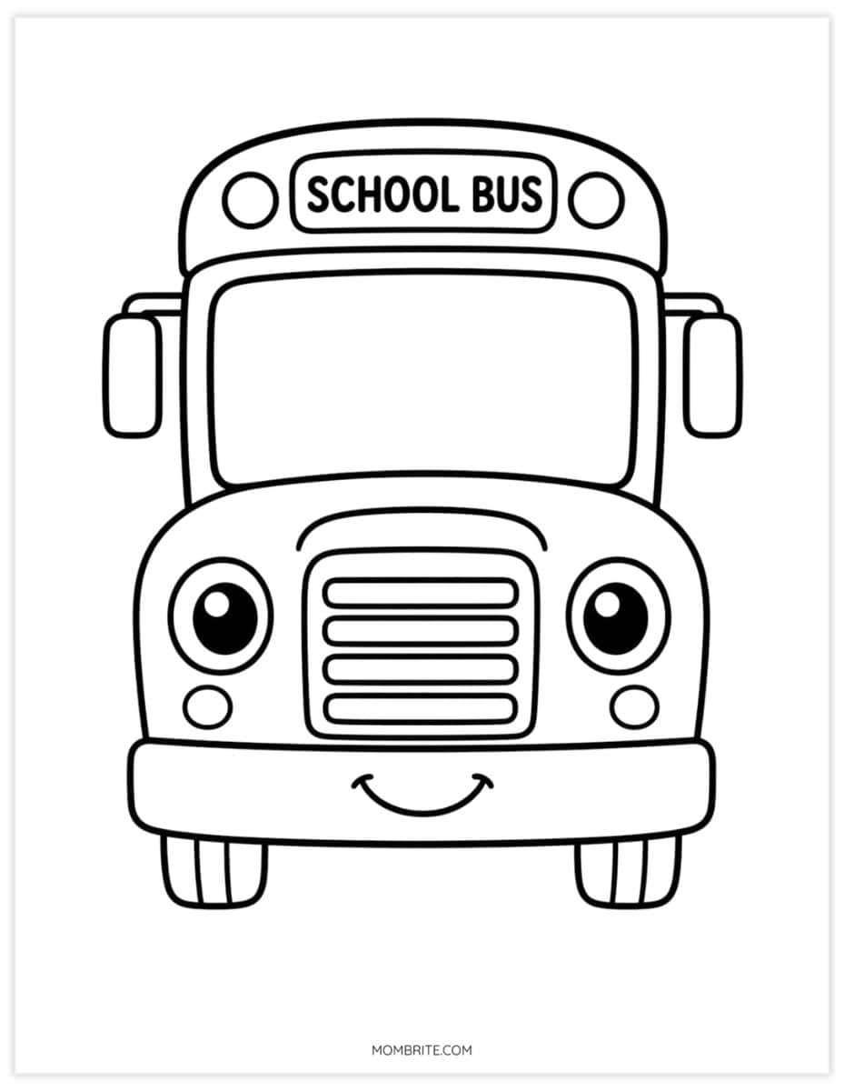 friendly school bus coloring page for toddlers