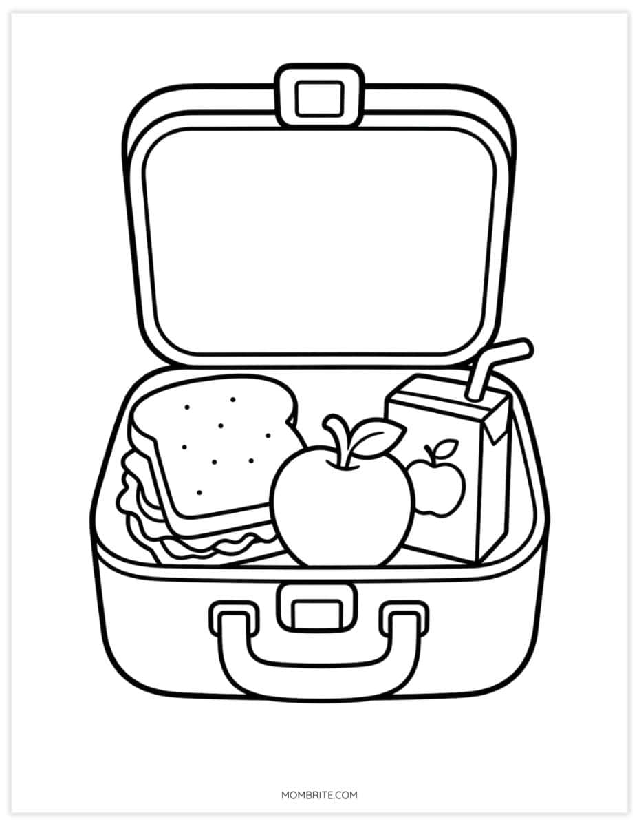 open lunchbox back to school coloring page