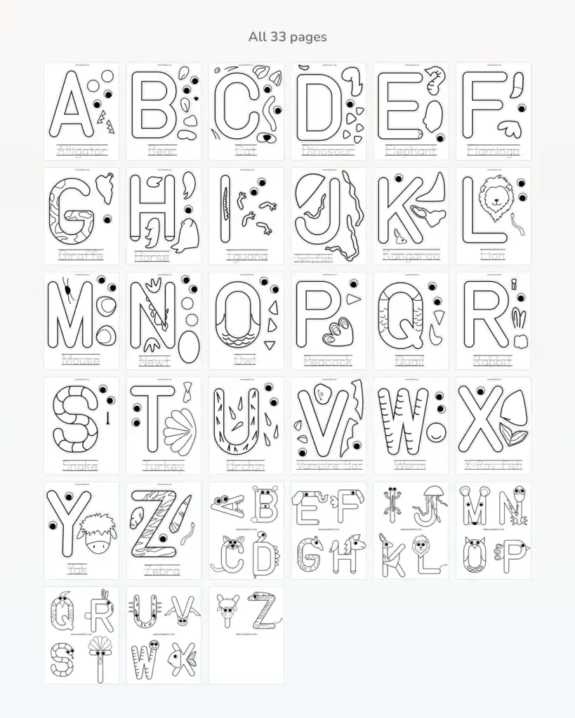 Alphabet animal crafts contents preview