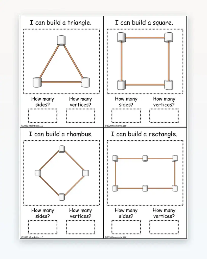 Build a triangle card with spaces to count sides and vertices