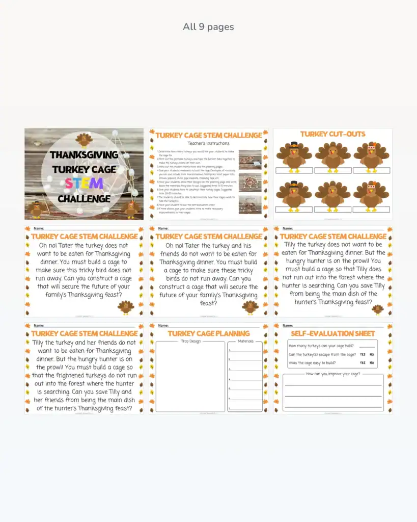 turkey cage stem challenge contents